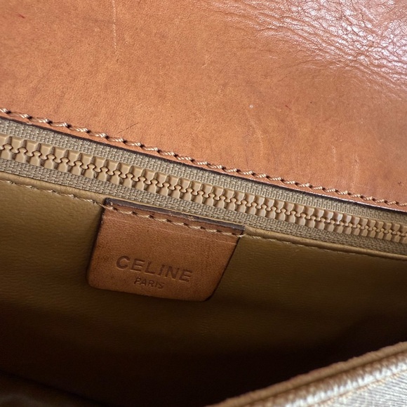 Celine Brown and Tan Crossbody Bag with Leather Accents - Picture 5 of 6